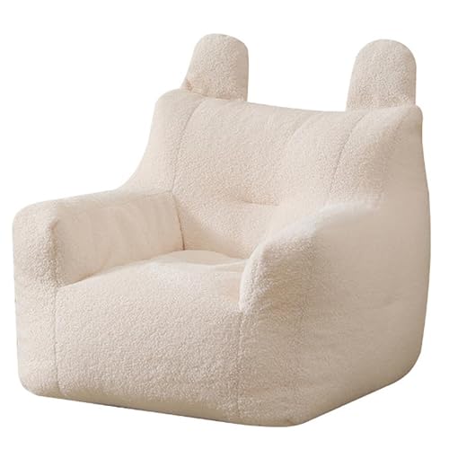 DTLEO Sitzsack-Lazy-Sofabezug (ohne Füllstoff), hochwertiger, weicher Teddy-Fleece-Stoff, Lazy-Sofa-Sitzsackbezug für Kinder und Erwachsene Kaninchen-Fluff-Imitation,Weiß,L von DTLEO