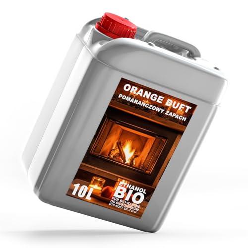 10L Premium Bioethanol 96,6% Reinheit - 10 Liter Ökologischer Brennstoff für Ethanolkamin, Saubere Verbrennung, Rauchfrei, Lebendige und Stabile Flamme (Orangenduft) von DTP-SOFT