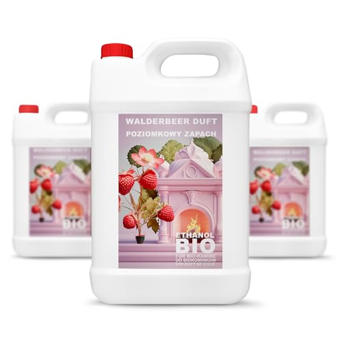 3x5 Liter Bioethanol Premium 100% fürAlkohol für Kamin (WALDERDBEEREDUFT, 15L) von DTP-SOFT