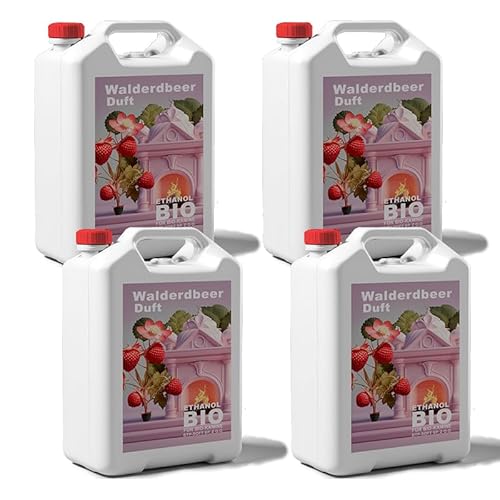 4x5 Liter Bioethanol Premium 100% fürAlkohol für Kamin (WALDERDBEEREDUFT, 20L) von DTP-SOFT