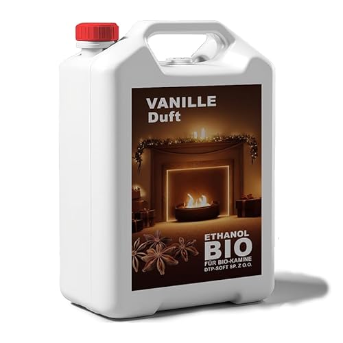 5 Liter Bioethanol Premium 100% fürAlkohol für Kamin (VANILLEDUFT, 5L) von DTP-SOFT