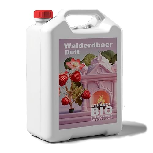 5 Liter Bioethanol Premium 100% fürAlkohol für Kamin (WALDERDBEEREDUFT, 5L) von DTP-SOFT