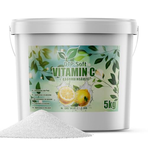 DTP-SOFT Vitamin C für den Pool im Eimer | 5kg L-Ascorbinsäure für Poolwasser | Poolchemikalie für kristallklares Wasser von DTP-SOFT