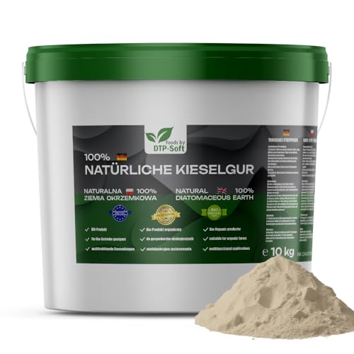 Kieselgur Diatomeenerde fein hohe Qualität 100 % Rein | Reines Kieselgur Hühner Pulver im Eimer, sehr effizient (10KG) von DTP-SOFT