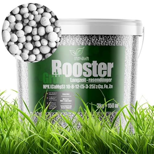 Rasendünger im Eimer | Rasendünger Frühjahr/Sommer I Sofortwirkung für saftiges grün I gesunder Rasen | Verdrängt Moos und Unkraut | TOP QUALITAT | Für den Streuwagen (3KG) von DTP-SOFT