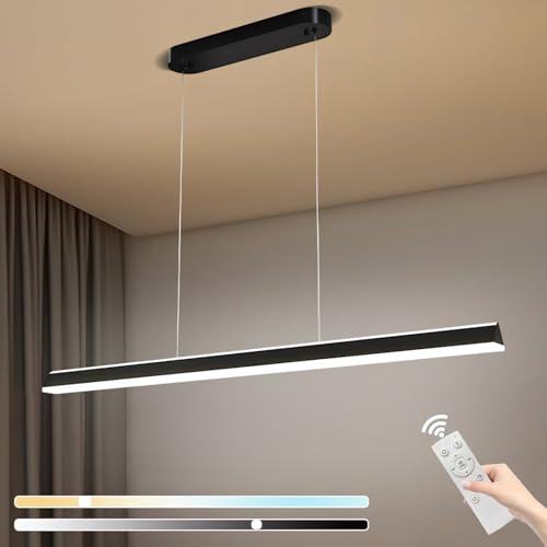 100cm LED Pendelleuchte Esstisch Kreatives Doppelschicht Leuchte Moderne Lineare Design Hängelampe mit Fernbedienung Dimmbare Hängelampe Höhenverstellbare Pendelleuchten für Kücheninsel Wohnzimmer 100cm LED Pendelleuchte Esstisch Kreatives Doppelschicht Leuchte Moderne Lineare Design Hängelampe mit Fernbedienung Dimmbare Hängelampe Höhenverstellbare Pendelleuchten für Kücheninsel Wohnzimmer von DTSDWA