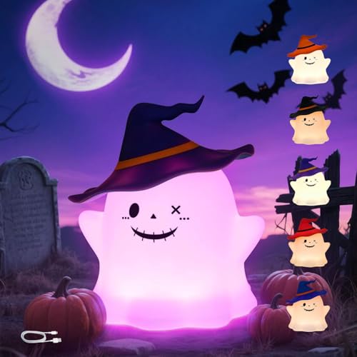 DTSDWA Lila Ghosts Reading Book Lamp mit RGB Farbwechsel, Berührungssensor Nachtlicht mit Timer-Funktion, Wiederaufladbar Kinderlampe, Halloween Gespenster Deko für Zimmerdeko Partys DTSDWA Lila Ghosts Reading Book Lamp mit RGB Farbwechsel, Berührungssensor Nachtlicht mit Timer-Funktion, Wiederaufladbar Kinderlampe, Halloween Gespenster Deko für Zimmerdeko Partys von DTSDWA