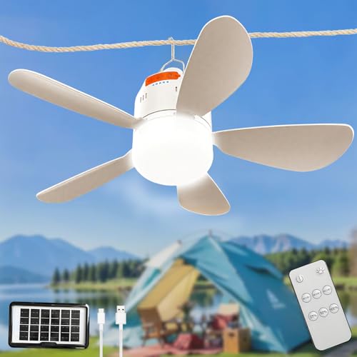 DTSDWA Solar Deckenventilator mit Beleuchtung LED Akku Lampe mit Ventilator Leiser Dimmbar Solar Ventilator mit Fernbedienung Tragbarer Camping Laterne 3 Geschwindigkeiten und 3 Lichtmodi Für Outdoor DTSDWA Solar Deckenventilator mit Beleuchtung LED Akku Lampe mit Ventilator Leiser Dimmbar Solar Ventilator mit Fernbedienung Tragbarer Camping Laterne 3 Geschwindigkeiten und 3 Lichtmodi Für Outdoor von DTSDWA