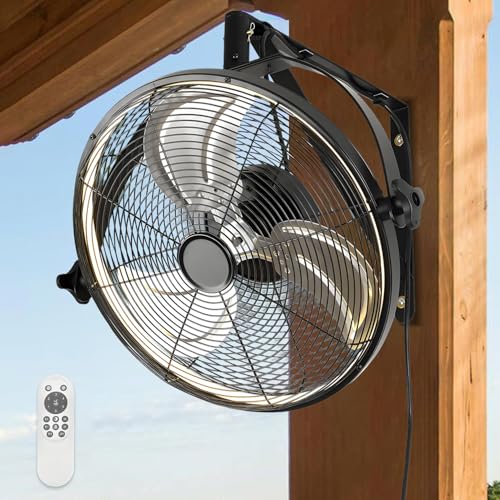 DTSDWA Wand Montiert Deckenventilator mit Beleuchtung 360° Drehung Deckenleuchte mit Ventilator Leise Dimmbar Käfig Lampe mit Ventilator und Fernbedienung/APP für Schlafzimmer Terrasse von DTSDWA