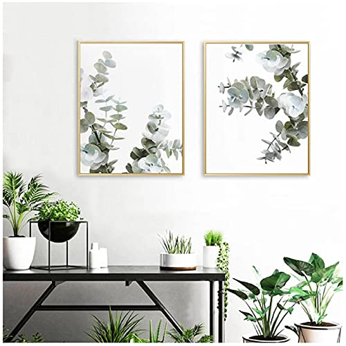 Aquarell Eukalyptus Druck Grüne Pflanzen Nordic Poster Wandkunst Bild Botanische Kunst Leinwand Malerei Für Wohnzimmer Wohnkultur 11,8x15,7in (30x40cm) x2pcs NO Frame von DTSGFBH