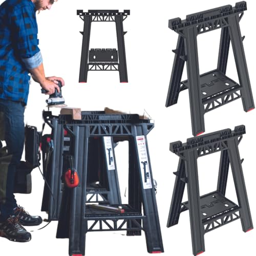 DTU24 2x Arbeitsbock Klappbock SET Unterstellbock 350kg Gerüstbock Höhe Stützbock Sägebock schwarz von DTU24
