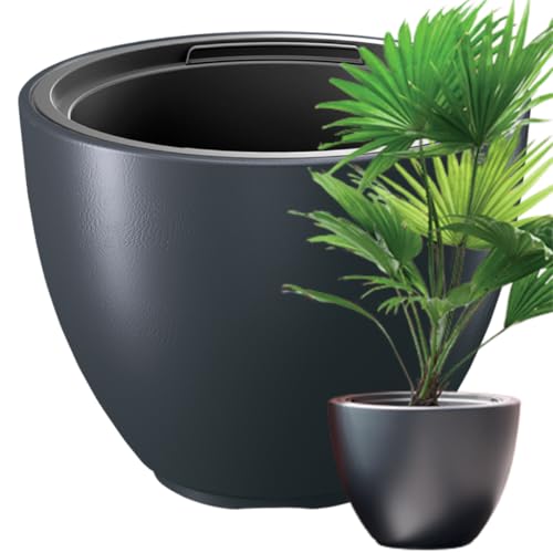 DTU24 Blumentopf mit Einsatz, Blumenkübel aus Kunststoff, Übertopf, Pflanzkübel Gross XXL (Anthrazit ø 57 cm) von DTU24