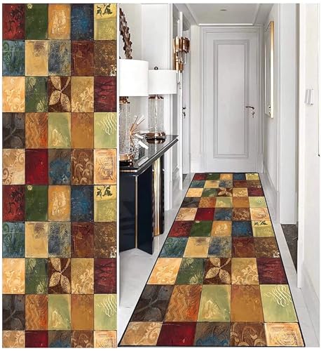 DTUQYX Läufer Lang Flur rutschfest Teppich Küche 120 x 500CM, Polyester Waschbar und Dauerhaft, Schlafzimmer Muster Carpet, für Wohnzimmer Büro Esszimmer, Anpassbar Teppichläufer Meterware von DTUQYX
