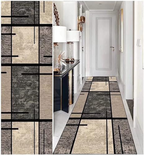 DTUQYX Läufer Lang Flur rutschfest Teppich Küche 60 x 150CM, Polyester Waschbar und Dauerhaft, Schlafzimmer Muster Carpet, für Wohnzimmer Büro Esszimmer, Anpassbar Teppichläufer Meterware von DTUQYX