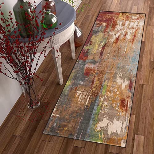 DTUQYX Läufer Lang Flur rutschfest Teppich Küche 90 x 120CM, Polyester Waschbar und Dauerhaft, Schlafzimmer Muster Carpet, für Wohnzimmer Büro Esszimmer, Anpassbar Teppichläufer Meterware von DTUQYX