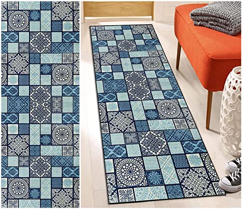 DTUQYX Teppich Läufer Flur Küche rutschfest 60 x 250CM, Polyester Waschbar und Dauerhaft, Schlafzimmer Muster Carpet, für Wohnzimmer Büro Esszimmer, Anpassbar Teppichläufer Meterware von DTUQYX