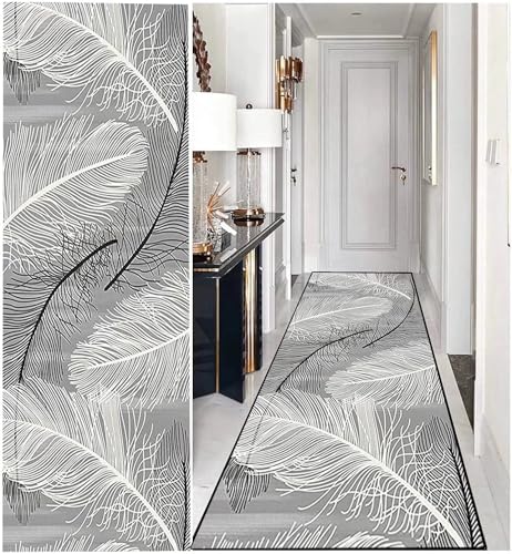 DTUQYX Läufer Lang Flur rutschfest Teppich Küche 60 x 250CM, Polyester Waschbar und Dauerhaft, Schlafzimmer Muster Carpet, für Wohnzimmer Büro Esszimmer, Anpassbar Teppichläufer Meterware von DTUQYX