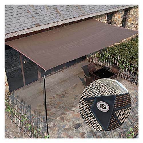 DTVEW Anti-UV-Sonnenschutznetz, Rechteckiges HDPE-Schatten Tuch 110g/㎡ Sun Sonnensegel mit Öse und Kordelzug, für Gewächshäuser Schwimmbad Balkon (Color : Brown, Size : 3.7x3.7m/12.1x12.1ft) von DTVEW