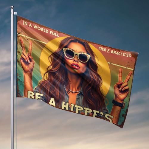Coole Dekoration für Jungs Zimmer Be a Hippie 's Peace-Schild, Flagge, Happy Camper, Geschenke, Raumflaggen für Mädchen (120 x 180 cm) von DTWE