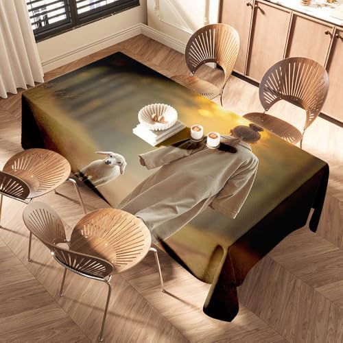 DTWE Grüne Tischdecke "A Person Walks Hand in Hand With A Lamb On A Forest Path" Elastic Edged Table Cover Table Cloth Rectangle Table Pink Table Runner DTWE Grüne Tischdecke "A Person Walks Hand in Hand With A Lamb On A Forest Path" Elastic Edged Table Cover Table Cloth Rectangle Table Pink Table Runner von DTWE