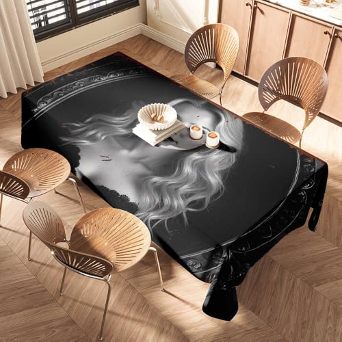 DTWE Picknicktischdecke "A Woman With Long Blonde Hair In An Ornate Frame" Elastic Edged Table Cover Bluey Tablecloth Fabric Tablecloth DTWE Picknicktischdecke "A Woman With Long Blonde Hair In An Ornate Frame" Elastic Edged Table Cover Bluey Tablecloth Fabric Tablecloth von DTWE