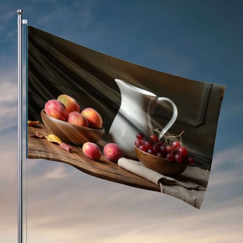Flagge für Zimmer, Mädchen, ein Stillleben mit Obst und einem Krug, Sommerflagge, dekorative Hausflaggen (30 x 45 cm) von DTWE