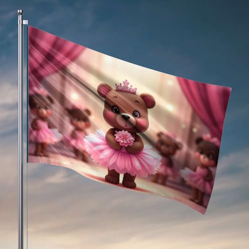 Flaggen, lustig, süßer Bär in einem rosa Tutu, der eine Blume hält, Flaggenständer, Männerhöhle, Möbel, 30 x 45 cm Flaggen, lustig, süßer Bär in einem rosa Tutu, der eine Blume hält, Flaggenständer, Männerhöhle, Möbel, 30 x 45 cm von DTWE