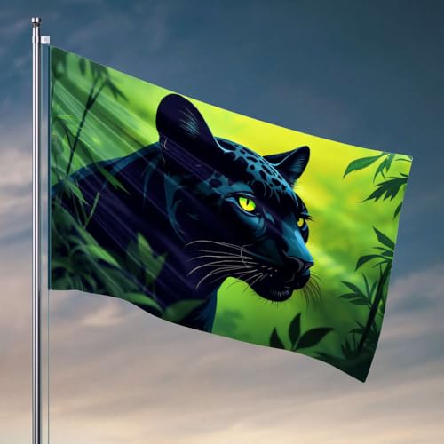 Flaggen für Jungen, Motiv: Schwarzer Panther im Dschungel, Schlafzimmerdekoration für Männer, coole Sachen für Ihr Zimmer (60 x 90 cm) von DTWE