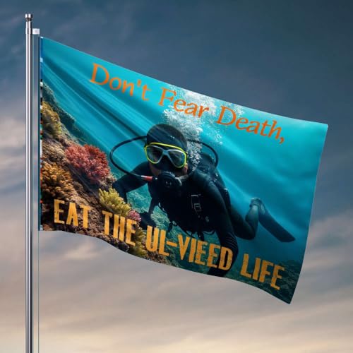 Flaggen für Studentenwohnheim, "Don't Fear Death, Eat The Ul-Vieed Life", Hof-Ornamente, coole Sachen für Ihr Zimmer (30 x 45 cm) von DTWE