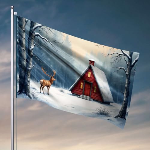 Flaggen für Teenager, ein majestätischer Hirsch steht vor einer gemütlichen Flagge, Fischerboot, Zubehör, Teenager-Zubehör (120 x 180 cm) von DTWE