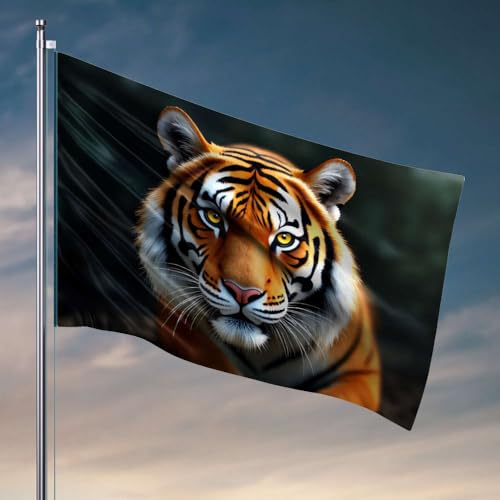 Flaggen für Teenager, ein majestätischer Tiger mit auffälligem orangefarbenem Fell und kräftigen schwarzen Streifen. Flaggen-Angelboot-Zubehör, Teenager-Zubehör (30 x 45 cm) von DTWE