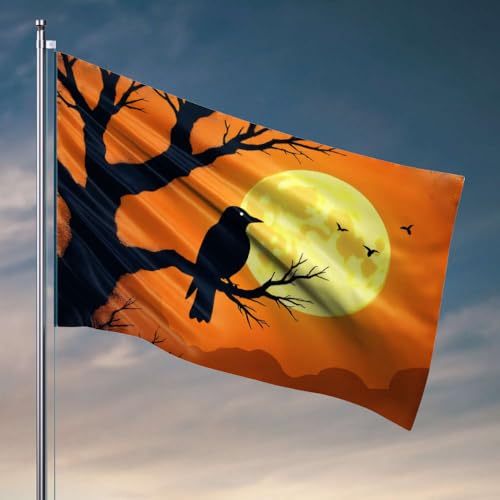 Flaggen für Teenager, eine Krähe sitzt auf einem Ast unter einem Vollmond, Flagge, Angelboot, Zubehör, Teenager, Stuff, 60 x 90 cm von DTWE