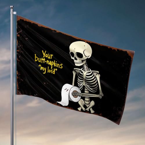 Heimdekoration für Männer, Skelett, hält Toilettenpapier mit Beschriftung "Your Butt-Servietten "My Lord". Flagge, cooles Poster, Flaggen, Schreibtischzubehör für Herren, 30 x 45 cm Heimdekoration für Männer, Skelett, hält Toilettenpapier mit Beschriftung "Your Butt-Servietten "My Lord". Flagge, cooles Poster, Flaggen, Schreibtischzubehör für Herren, 30 x 45 cm von DTWE