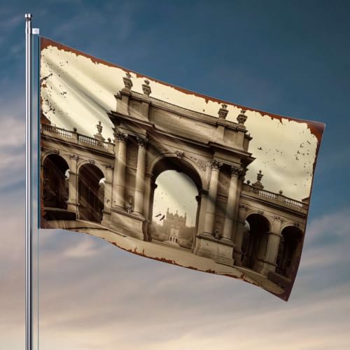 Heimdekoration für Männer, großer Steinbogen mit Säulen und Statuen, coole Flagge, Schreibtischzubehör für Herren, 30 x 45 cm von DTWE