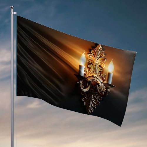 Herren-Höhlendekoration, vergoldete Wandleuchte mit zwei Kerzen, Flagge, Mädchen, Raumdekoration, Herbstdekoration, für den Außenbereich (152 x 244 cm) von DTWE