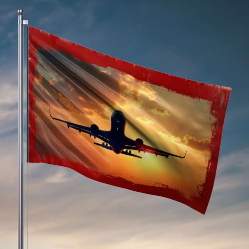 Lustige Poster für Studentenwohnheim, Flugzeug, das über Sonnenuntergang fliegt, lustige Gartenflaggen, Landflaggen, 120 x 180 cm Lustige Poster für Studentenwohnheim, Flugzeug, das über Sonnenuntergang fliegt, lustige Gartenflaggen, Landflaggen, 120 x 180 cm von DTWE