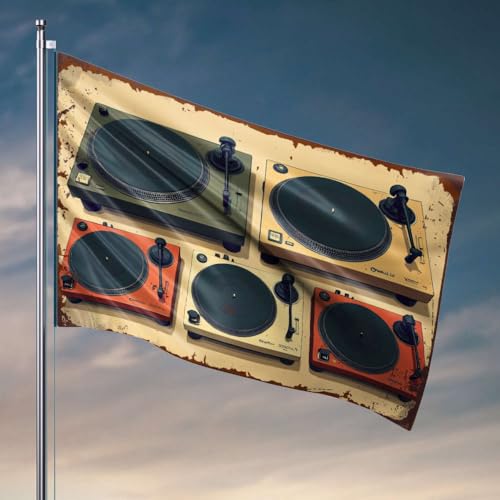 Lustige Poster für Studentenwohnheim, Vintage-Plattenspieler-Kollektion, Flagge, Outdoor-Dekoration, Poster für Studentenwohnheim (120 x 180 cm) von DTWE