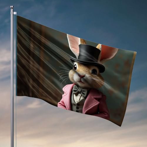 Lustige Poster für Studentenwohnheim, ein Kaninchen mit Zylinder und rosa Mantel. Flagge, Outdoor-Dekoration, Poster für Studentenwohnheim (30 x 45 cm) von DTWE