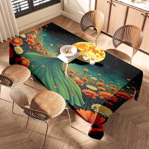 Picknicktischdecke "A Woman In A Green Dress" Walks Through A Field Of Flowers Under A Full Moon Elastic Edged Table Cover Plastic Table Cover Plastic Table Cover Picknicktischdecke "A Woman In A Green Dress" Walks Through A Field Of Flowers Under A Full Moon Elastic Edged Table Cover Plastic Table Cover Plastic Table Cover von DTWE