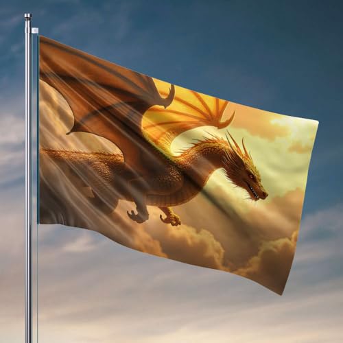 Poster für Studentenwohnheim, goldener Drache, der durch den Himmel schwebt, für Zimmer, lustige Flaggen für Jungen, 30 x 45 cm Poster für Studentenwohnheim, goldener Drache, der durch den Himmel schwebt, für Zimmer, lustige Flaggen für Jungen, 30 x 45 cm von DTWE