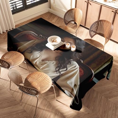 Tischläufer "A Woman In A White Dress Reading A Book On An Ornate Chair" Elastic Edged Table Cover Black Tablecloths Black Tablecloth Black Tablecloth Tischläufer "A Woman In A White Dress Reading A Book On An Ornate Chair" Elastic Edged Table Cover Black Tablecloths Black Tablecloth Black Tablecloth von DTWE