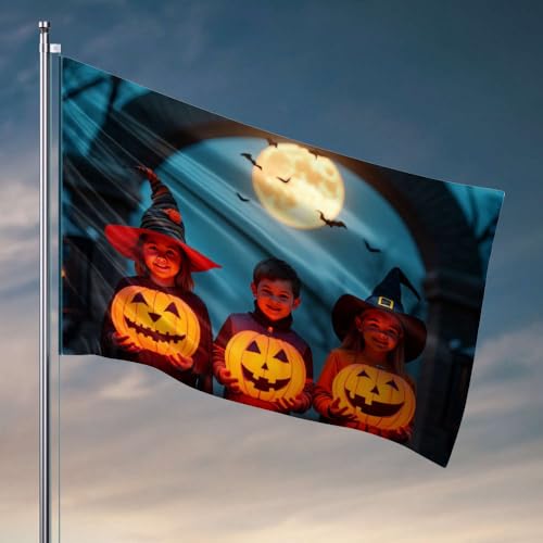 Vintage-Dekoration, Halloween-Nacht mit leuchtenden Kürbissen, lustige Flaggen für Zimmer, Teenager, Mädchen, College-Zimmer, Schild (30 x 45 cm) von DTWE