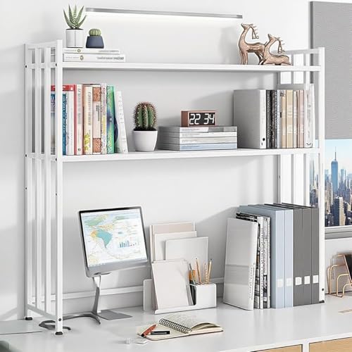 2-stöckiger Schreibtischaufsatz aus Metall, verstellbares Organizer-Regal for Wohnheime, freistehendes Schreibtisch-Bücherregal for das Home-Office im Wohnheim(White,115cm/45.2in) von DTWEFF