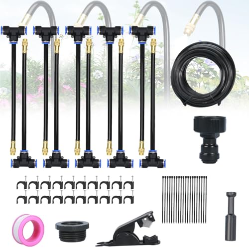 360° gebogenes automatisches Gartenbewässerungsset, Tropfbewässerungsset, biegbares Tropfbewässerungsset, verstellbare biegbare Düse, Kupfersprüher for Garten, Gewächshaus, Hof, Rasen, Pflanze(32.6ft) von DTWEFF