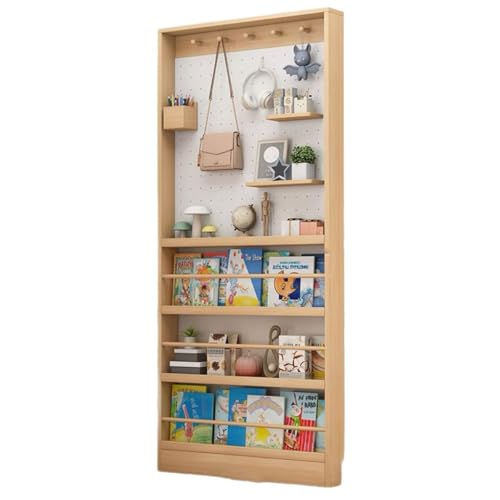 Bücherregal-Wandhalterung hinter der Tür, platzsparender versteckter Stauraum hinter der Tür mit Lochplatte, Wandregal-Lochplatte, for Wohnzimmer, Kinderzimmer, Arbeitszimmer(Wood+white,35.4x3.9x70.1i von DTWEFF