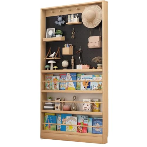 Bücherregal-Wandhalterung hinter der Tür, platzsparender versteckter Stauraum hinter der Tür mit Lochplatte, Wandregal-Lochplatte, for Wohnzimmer, Kinderzimmer, Arbeitszimmer(Wood+black,35.4x3.9x70.1i von DTWEFF