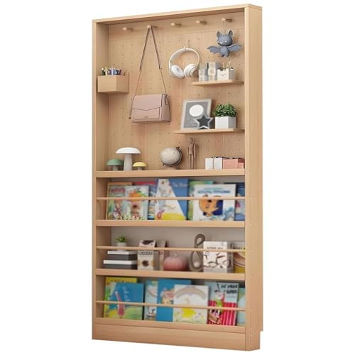 Bücherregal-Wandhalterung hinter der Tür, platzsparender versteckter Stauraum hinter der Tür mit Lochplatte, Wandregal-Lochplatte, for Wohnzimmer, Kinderzimmer, Arbeitszimmer(Wood,35.4x3.9x70.1in) von DTWEFF