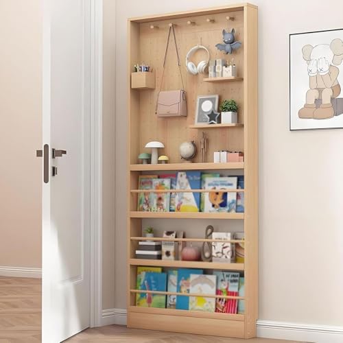 Bücherregal aus Holz, Wandhalterung for Bücherregale hinter der Tür, platzsparendes Bücherregal hinter der Tür, platzsparender versteckter Stauraum hinter der Tür for Wohnzimmer, Arbeitszimmer, Büro(W von DTWEFF