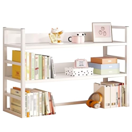 Schreibtisch-Bücherregal-Organizer, 3-stöckiges Bücherregal aus Holz und Metall, Mehrzweck-Schreibtischaufsteller for Wohnheime, offenes Schreibtisch-Aufbewahrungsregal for Wohnheime, Büros und Zuhaus von DTWEFF