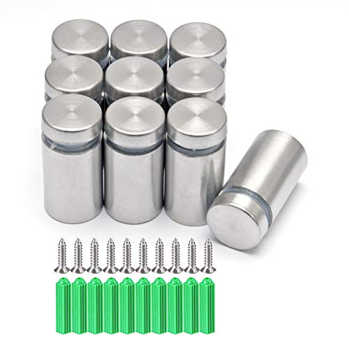 10 Stück 19X25mm silberne Edelstahl-Werbenägel, Glasbefestigungsschraube, Schildbefestigungshalter, hohle Abstandsschrauben aus Acrylplatte, Schilderbefestigungsklemme (mit Schrauben und Gummistopfen) 10 Stück 19X25mm silberne Edelstahl-Werbenägel, Glasbefestigungsschraube, Schildbefestigungshalter, hohle Abstandsschrauben aus Acrylplatte, Schilderbefestigungsklemme (mit Schrauben und Gummistopfen) von DTXLX